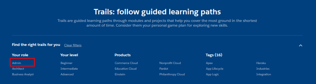salesforce trailhead admin trail